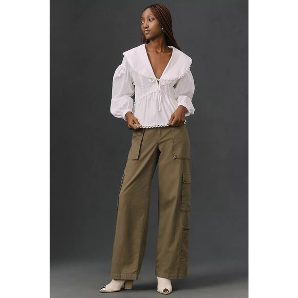 Reformation White Cotton Renna Blouse Top Size 2 - Picture 7 of 13